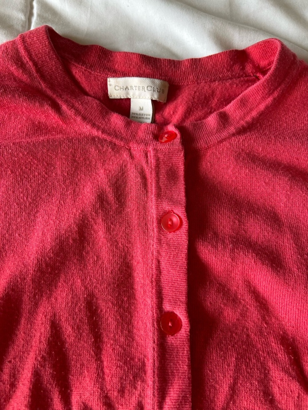 Charter Club Bright Coral Button-Front Cardigan